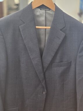 Jack Victor Men's Tailored Navy Blue W/ Light Blue Check Pattern Sport Coat 44L
